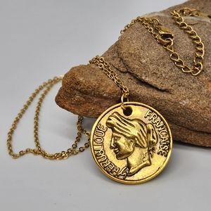 ZARA Golden Coin Necklace Pendant 14kt Gold-plated Chain